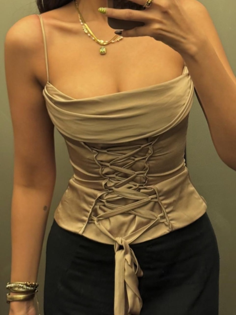 NWOT House of CB Letitia Lace-Up Satin Corset